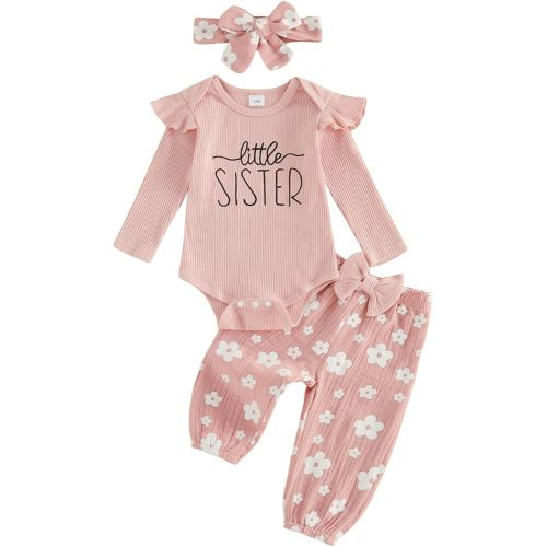 Newborn Baby Girl Fall Outfit Set Romper Pants Infant Clothes