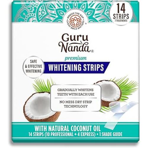 GuruNanda Teeth Whitening Strips - 7-Day Treatment with Non-Slip, Dry Strip Technology - Whitening Designed with Care for a Brighter Smile