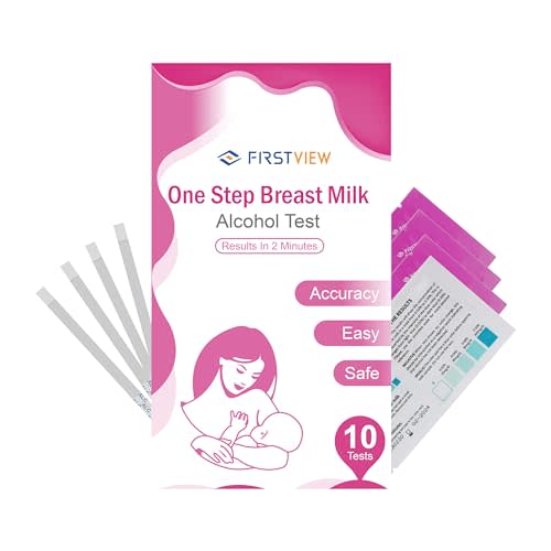 FIRSTVIEW Alcohol Test Strips for Breastmilk,Detects Alcohol in 2 Mintues, High Sensitivity to 0.02%（20mg/dL, Simple Breastmilk Dip Test, Fast and Easy to Use for Breastfeeding Moms-10 Test Strips