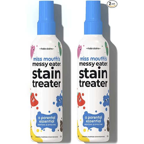 Miss Mouth's HATE STAINS CO Stain Remover for Clothes - 4oz 2 Pack of Newborn & Baby Essentials Messy Eater Stain Treater Spray - No Dry Cleaning Food, Grease, Coffee Off Laundry, Underwear, Fabric - 2 pack