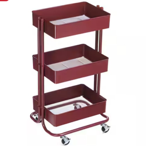 Lexington 3-Tier Rolling Cart by Simply Tidy®, Color: Matte Cranberry | Michaels