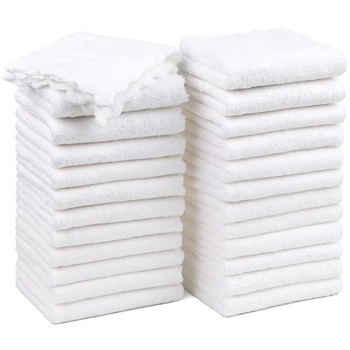 HOMEXCEL Baby Washcloths 24 Pack, Microfiber Coral Fleece Baby Bath Face Towels, Extra Absorbent and Soft Wash Cloths for Newborn, Infant, and Toddlers, Baby Boy Girl Washcloth for Face and Body 7x9" - Pack of 24