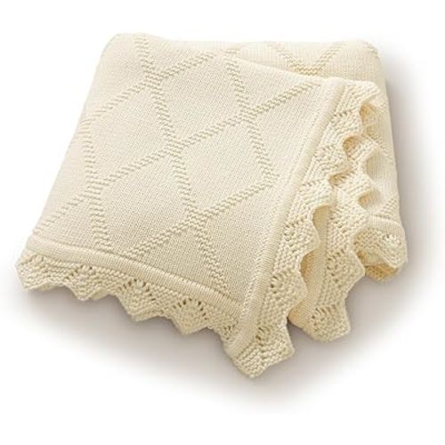 Hadetoto Knit Baby Blankets for Girls Boys, 100% Cotton Crib Blanket for Baby Infant Toddler, Super Soft and Lightweight Nursery Blankets (Cream)