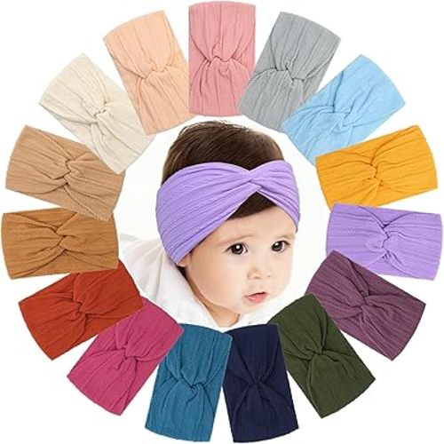 15PCS Baby Nylon Headbands 3.5 inches Handmade Jacquard Weave Elastic Headbands for Baby Girls Newborn Infant Toddlers Kids