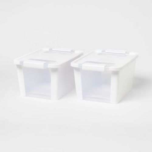 2pk Latching Window Utility Storage Boxes Small True White - Brightroom™