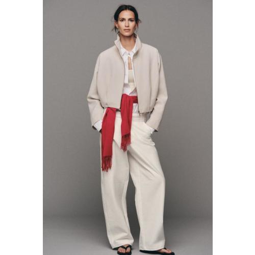 STAND-UP COLLAR BOMBER JACKET - Ecru | ZARA United States