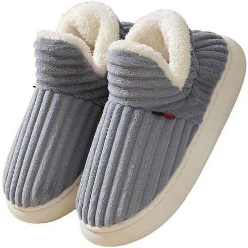 Caistre Women Men Ankle Bootie Slipper Plush Warm Indoor Outdoor Shoes Comfy Fleece Lined Memory Foam Slipper with Anti-Slip Sole