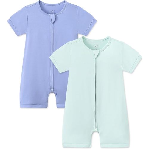 JunNeng Rayon Viscose from Bamboo Baby Zipper Romper,Soft Jumpsuit Short Sleeve One Piece Coverall for Boy Girl