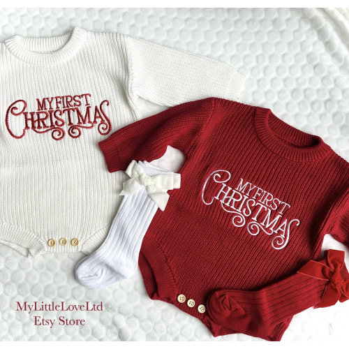 Baby toddler MY FIRST CHRISTMAS jumper, baby festive romper, baby clothes, baby gift, baby girl jumper, 1st Xmas gift, childrens clothing,