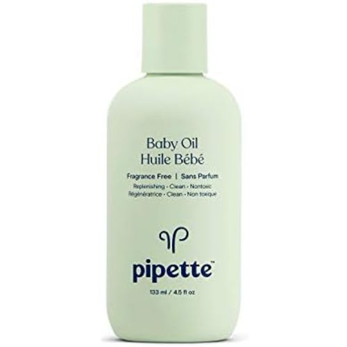 Pipette Baby Oil - Nurture, Moisturize Baby Skin, Vitamin E, Sensitive, Dry Skin, Fragrance Free with Renewable Plant-Derived Squalane, 4.5 fl oz
