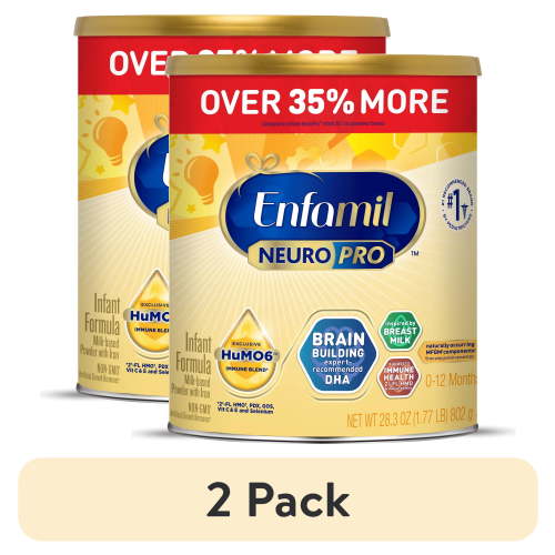 (2 pack) Enfamil NeuroPro&nbsp;Baby Formula,&nbsp;Brain&nbsp;Building&nbsp;Duo DHA & MFGM, Infant Formula Powder, 28.3 oz Can