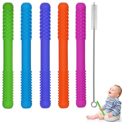 Amazon.com : Hollow Teething Tubes Toys for Babies Girls Boys, 5 Pack Silicone Baby Teether Toy Tube for Infants with Nursing Biting Chewing, Chew Straws for Toddlers 6-12 Months (Style A) : Baby