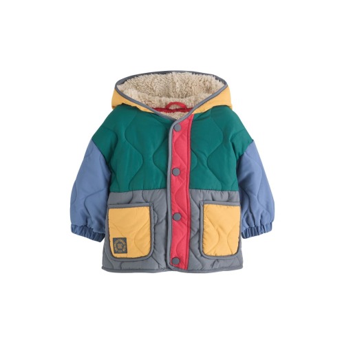 Kids' Bright Colorblock Hooded Puffer Jacket