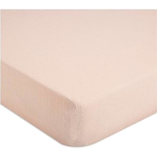 Crane Baby Fitted Sheet, Soft Cotton Fitted Sheet for Cribs and Nurseries, Desert Rose, 28”w x 52”h x 9”d