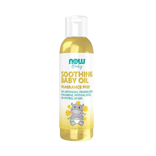 NOW Baby, Soothing Baby Oil, Fragrance Free, No Artificial Fragrance, Parabens, Phthalates, or Petrolatum, 4-Ounce