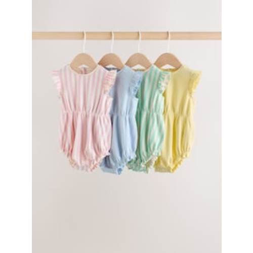 Buy Pink Tonal Spot and Stripe Frill Shoulder Baby Rompers 4 Pack from Next USA
