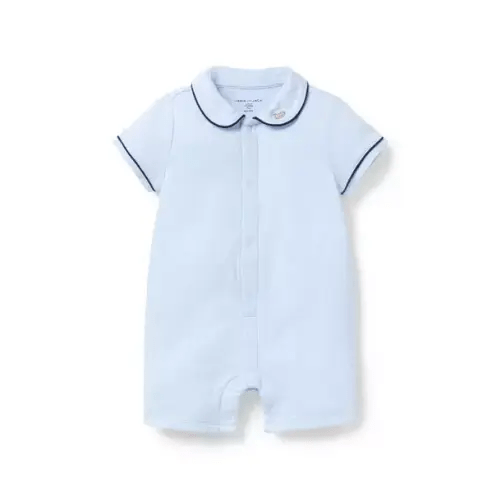 Baby Bundle Blue Baby Piped Collar Romper by Janie and Jack