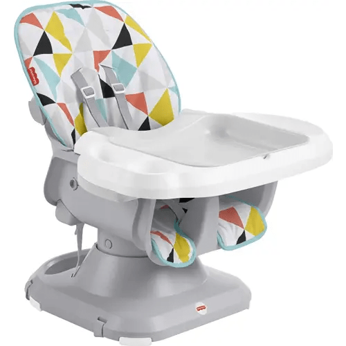 Fisher-Price Baby to Toddler High Chair SpaceSaver Portable Dining Seat & Booster with Washable Deep Tray & Liner, Windmill