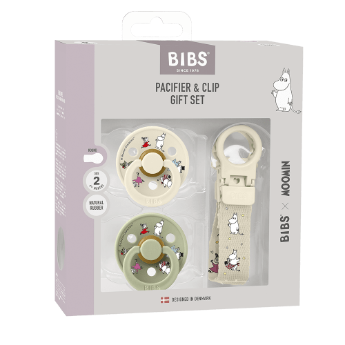 BIBS x Moomin Colour Pacifier & Loop Clip Gift Set - Ivory/Sage – Bibsworld store US