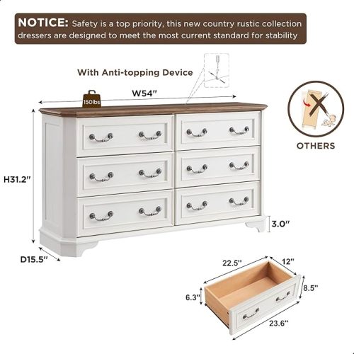 6 Drawers Dresser for Bedroom