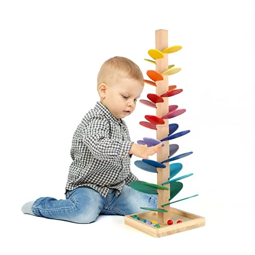 Wooden Music Tree Toy for Kids, Marble Ball Run Track Game for Toddlers, Marble Tree Educational Montessori Toy Boy Girl Gifts