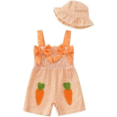 SUNNY PIGGY Baby Girl Clothes Infant Sleeveless Jumpsuit One Piece Romper Newborn Overalls Outfits Bodysuit with Hat