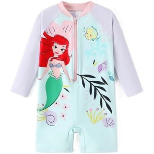 Disney Girls Swimsuits UPF 50 Long Sleeves Rashguard Bathing Suits 2-9Y