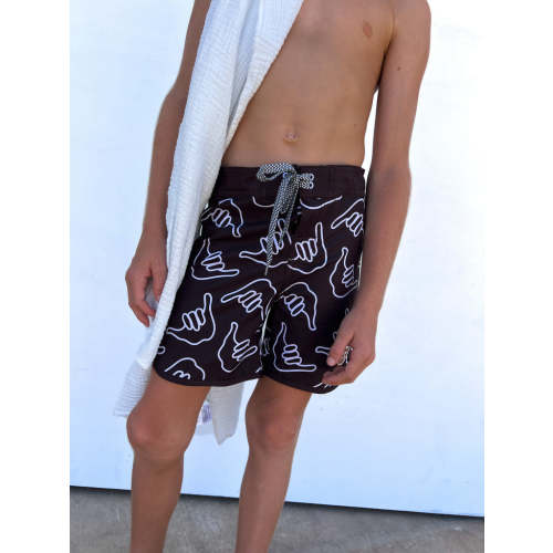 Kid’s Retro Boardshorts in Chocolate Shaka