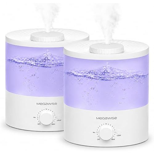 H1-XIT 2 Pack of 2L Cool Mist Humidifier, Top Refill, Nano Fine Mist Out Put, No Leakage for baby, bedroom, living room