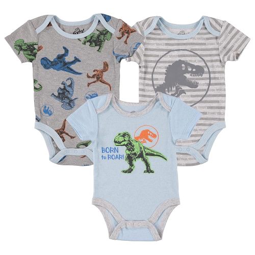 Jurassic World Unisex Baby Onepiece Bodysuit Three-pack - Gender Neutral Baby Clothes