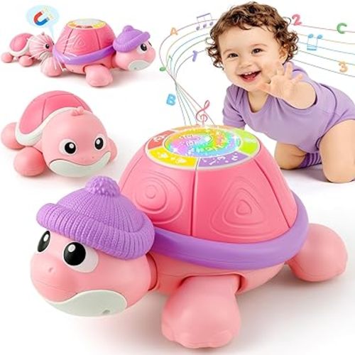 Baby Toys 6-12 Months, Musical Turtle Crawling Infant Toys for Tummy Time, Early Learning Educational Toys for 7 8 9 10 11 Months, Ideal Christmas Birthday Gifts for Boys & Girls Age 1 Years Old