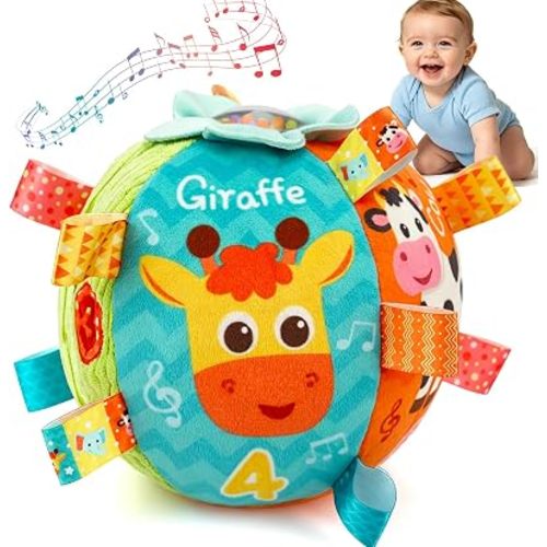 Thremhoo Musical Baby Ball Toy with Sounds & Songs & Record, Sensory Baby Infant Toys 0-3-6-9-12 Months, Tummy Time Crawling Ball Toys for 3 4 5 6 7 8 9 Month Old Baby Boys Girls Birthday Gifts
