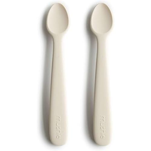 mushie Silicone Baby Feeding Spoons | 2 Pack (Ivory)