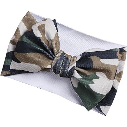 BBTDIN Baby Girls Camo Turban Headband Baby Camouflage Bowknot Baby Camo Hair Bow Headwear BBG81 (B1-Turban)