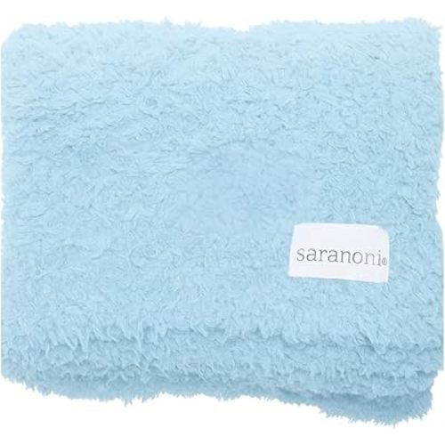 SARANONI Bamboni Luxury Baby Blanket | Cozy & Soft Plush Receiving Blankets | Perfect for Girls & Infant Baby Boy Blankets | Light Blue - 30” x 40”