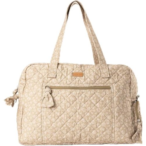 Staya Quilted Weekender for Women – Overnight Bag, Hospital Bag for Labor and Delivery, Soft Cotton Quilted Duffle, Perfect Carry-On Travel (Floral Canvas)