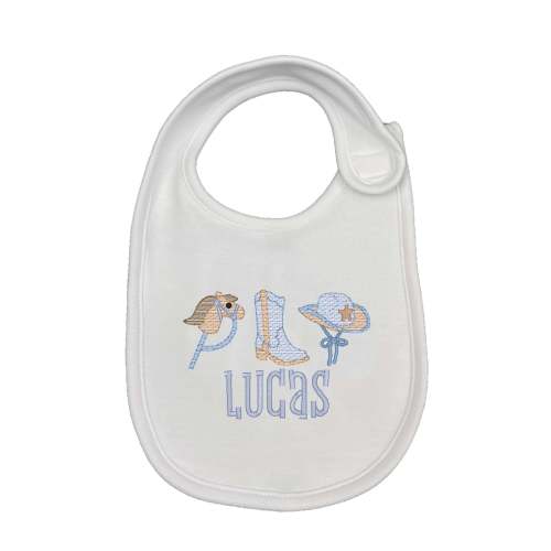 Cowboy Trio Embroidered Bib