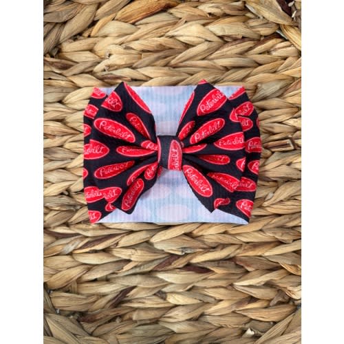BLACK PETE: Truck bow, Baby bow, Baby headwrap, Stretchy fabric, Bullet, Nylon, Clip, Hairtie, Bowtie, Sailor bow, Headband