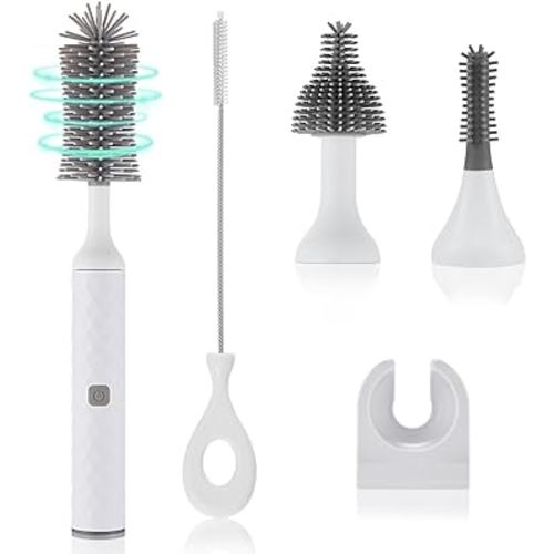Electric Cleaning Brush Set 4 Piece Multi-Purpose Cleaner Brushes,360° high-Speed Rotation Cleaning,1500mAh,Waterproof IPX65,Perfect Household Cleaning Brushes(White)