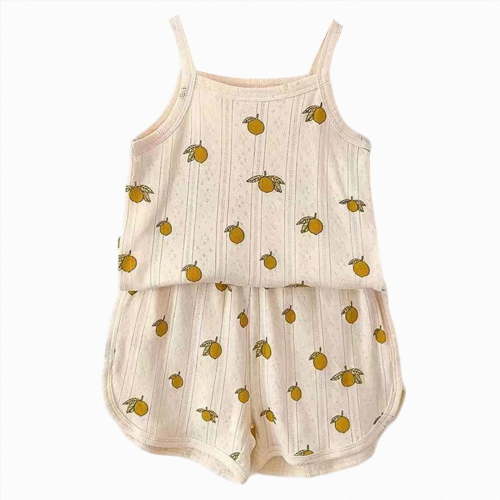 CAICJ98 Infant Toddler Baby Girl Summer Clothes 3 6 12 18 Months 2T 3T 4T 5T Girls Outfits Cotton Sleeveless Tank Top and Shorts Set (Yellow,2-3 Years)