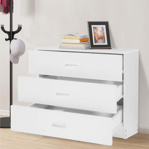 PAPROOS White 3 Drawer Dresser, Chest of Drawers for Bedroom, Modern Storage Cabinet Dresser Organizer Unit with Handle for Living Room, Closet, Hallway, Nursery