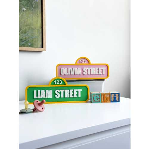 Personalized Sesame Street Sign, Custom Name Street Sign, Birthday Party Decor, Nursery Wall Art, Gift Toddlers, Baby Gift, Newborns