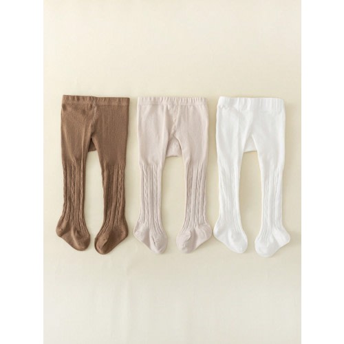 3pcs/Set Children's Tights For Girls, Solid Color, Suitable For Autumn/Winter, Include Braided, Style, Princess Design