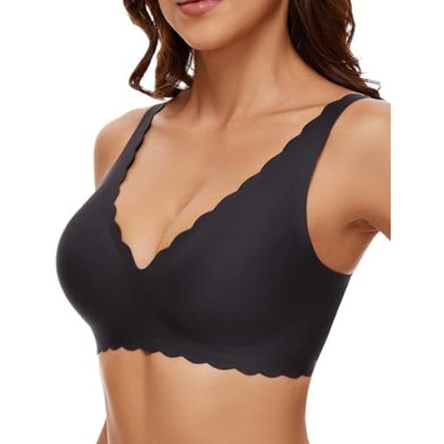 Deep V Petal Bras for Women No Underwire Soft Wireless Bras Comfort Seamless Bralettes with Extender