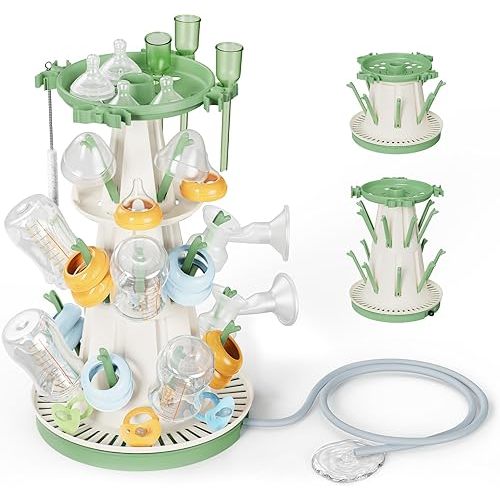 TAZENI Baby Bottle Drying Rack with Drain Pipe, 3-Tier Modular Baby Bottle Rack Dryer for Infant Feeding Accessories, Large Capacity Rack Dryer, Stable, Efficient Drying, Space Saving Organizer