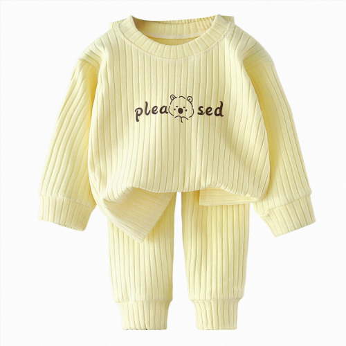CAUYDY 2T-5T Baby Girl Outfits Little Kid Sleepwear Fall Winter Long Sleeve Tee Shirt Elastic Pants 2Pcs Cute Set Toddler Clothes Child Pjs for Girls Sizes 2-3 Years,Yellow
