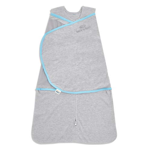 HALO heather grey/aqua idealtemp SleepSack swaddle - NB