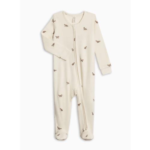 Peyton Zipper Sleeper - Fox / Cranberry + Taupe