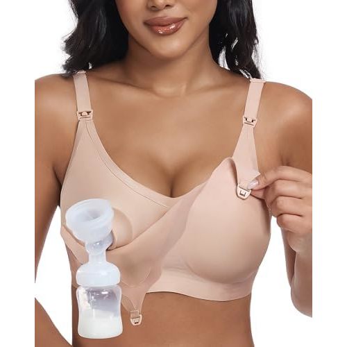 Wireless Seamless Pumping Bra Hands Free Nursing Bra Wirefree Comfort Wearable Breast Pump Bra