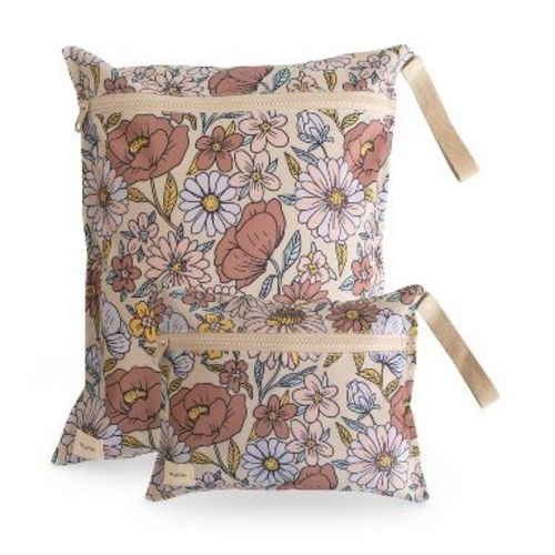 Water Resistant Wet Bag Retro Flowers One Size